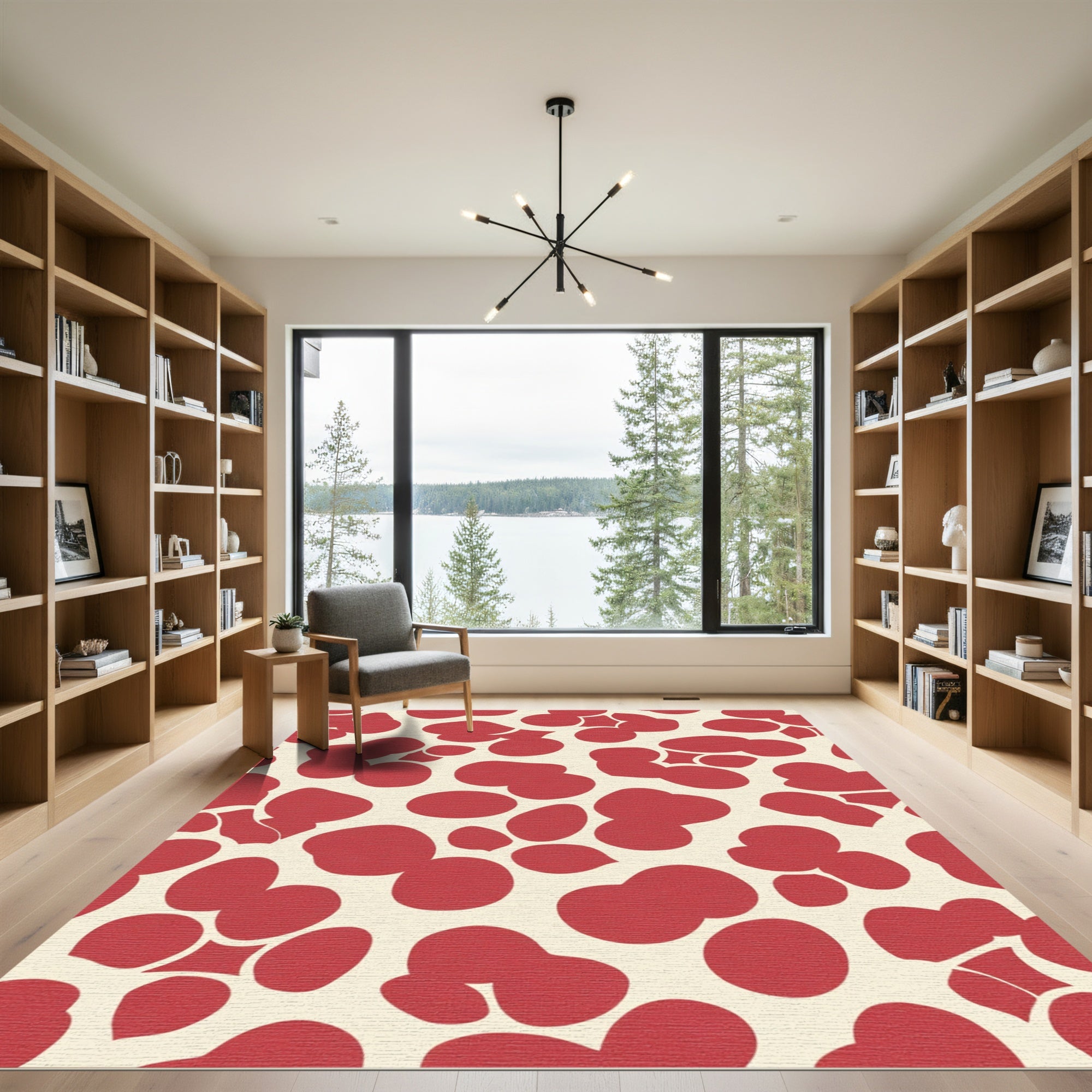 Crimson Pebble Cluster Pattern Rug