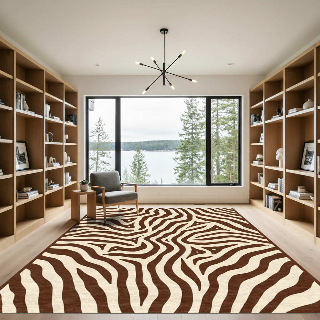 Brown Cream Zebra Stripe Rug