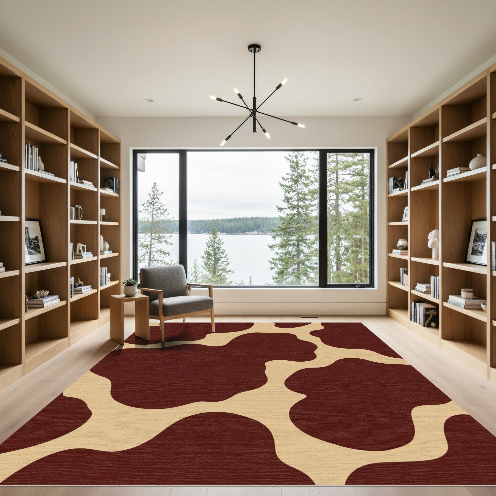 Brown Tan Organic Spots Rug