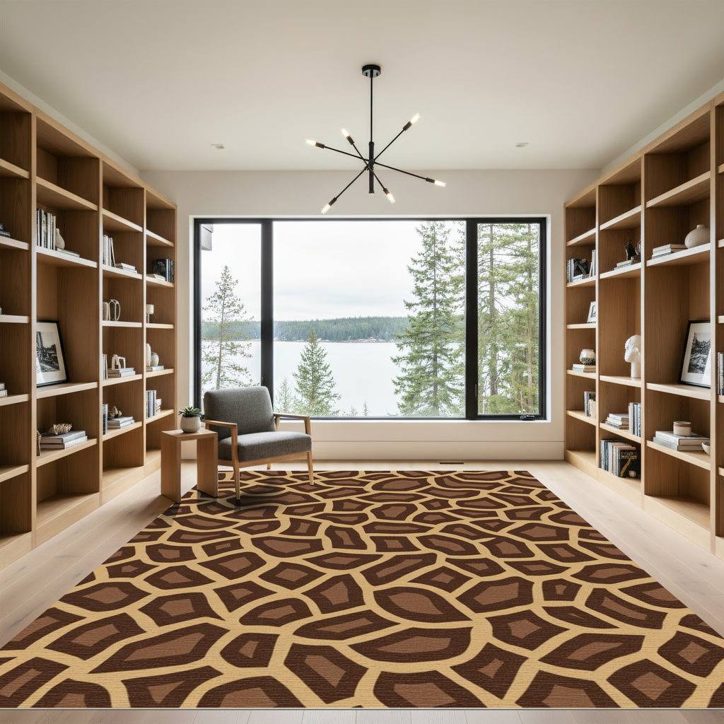 Brown Tan Animal Spots Rug