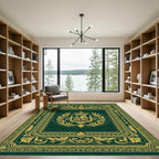 Regal Emerald Emblem Laurel Wreath Rug