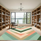Striped Chevron Peach Mint Geometric Rug