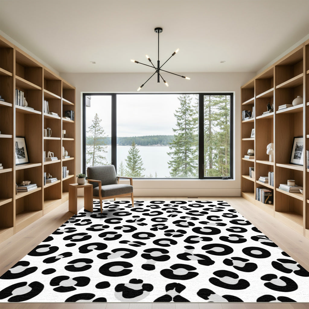 Monochromatic Black White Spots Rug