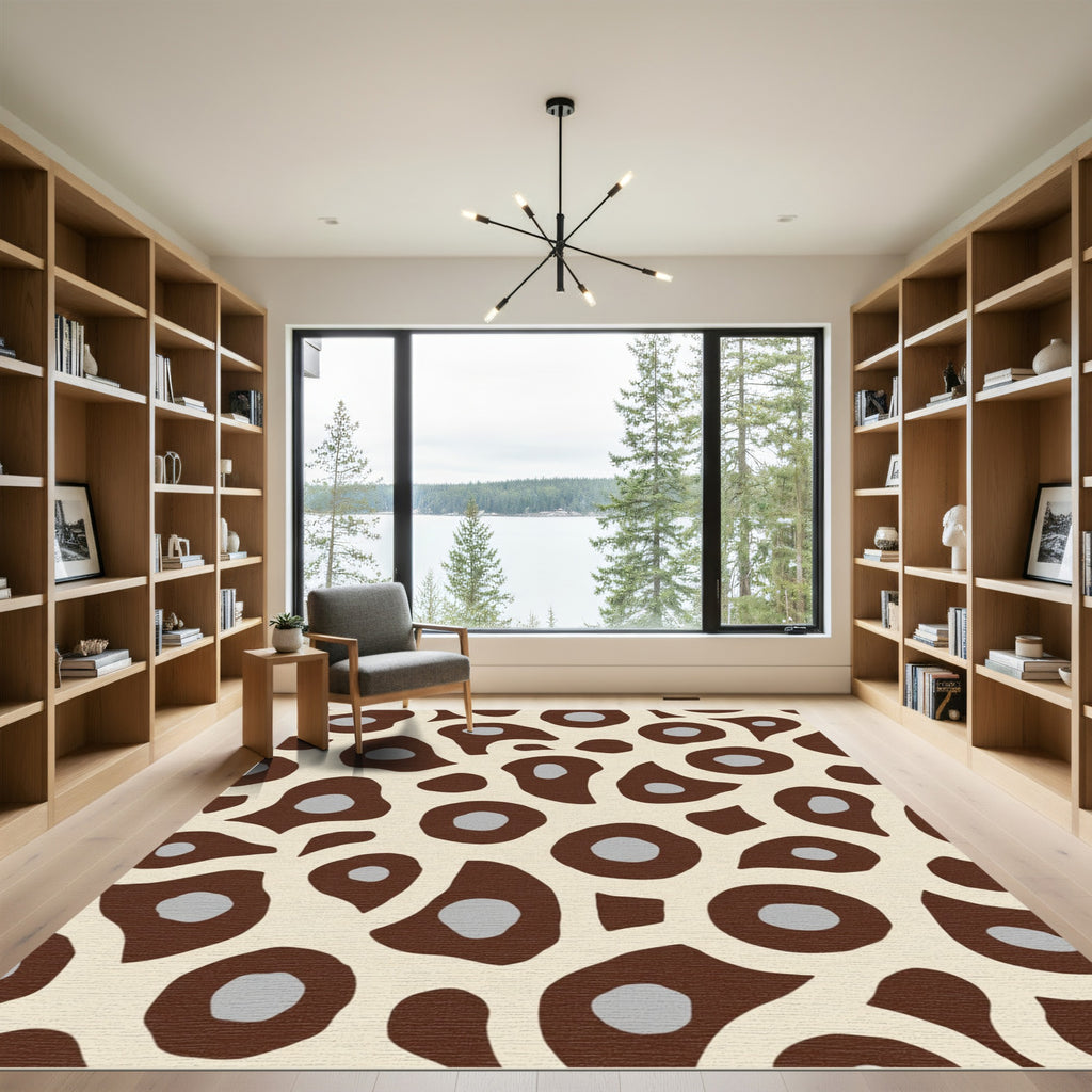 Brown Cream Gray Organic Blobs Rug