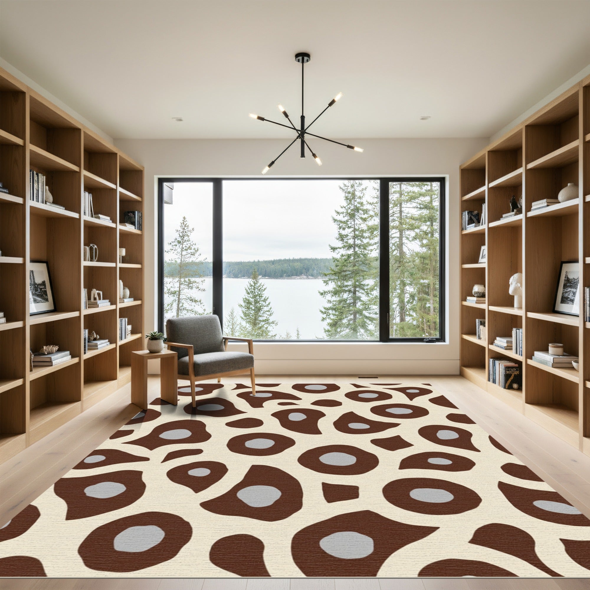 Brown Cream Gray Organic Blobs Rug
