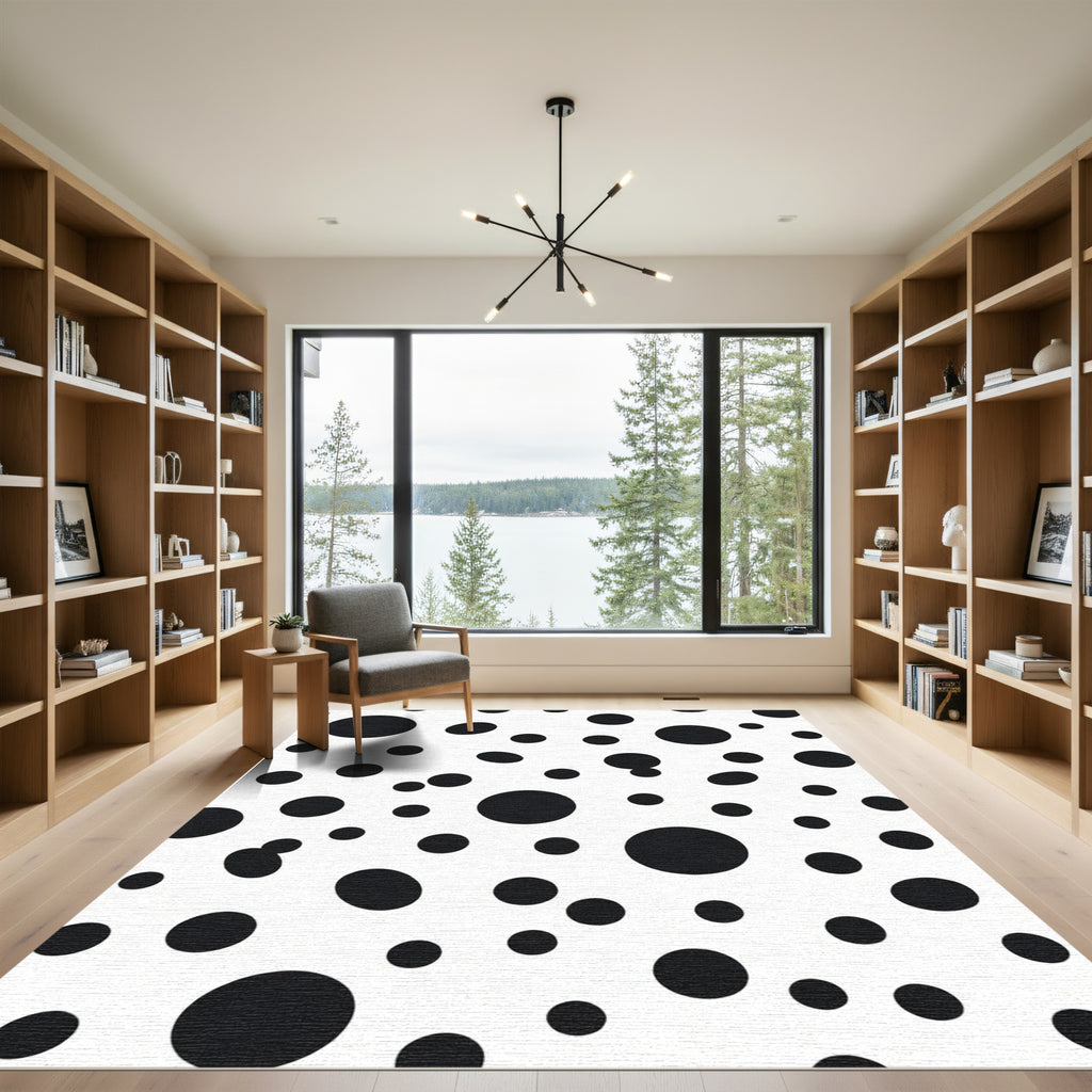 Black and White Polka Dot Scatter Rug