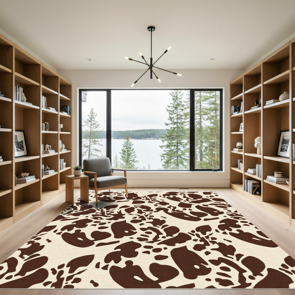 Cream Brown Organic Splatter Rug