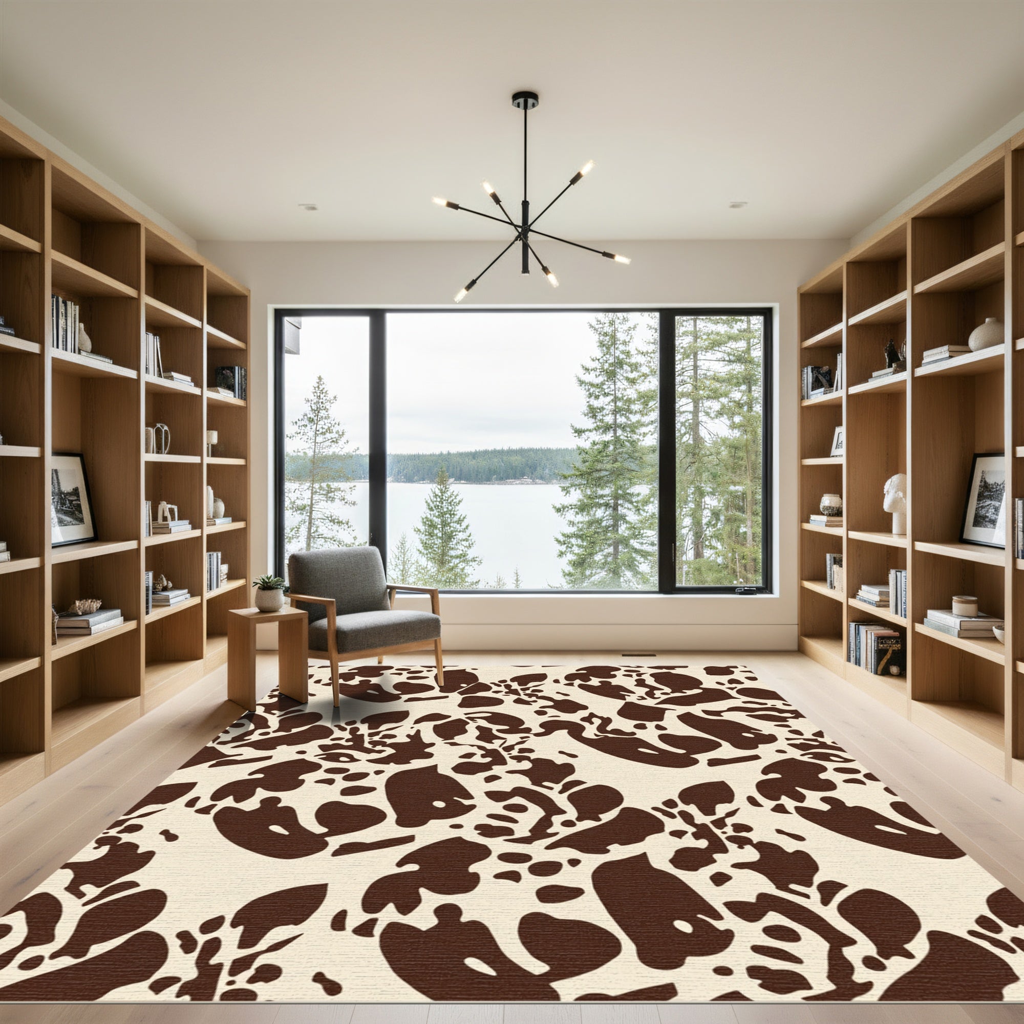 Cream Brown Organic Splatter Rug
