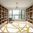Golden Abstract Continuous Line Rug