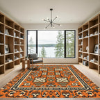 Orange Mid-Century Floral Medallion Rug