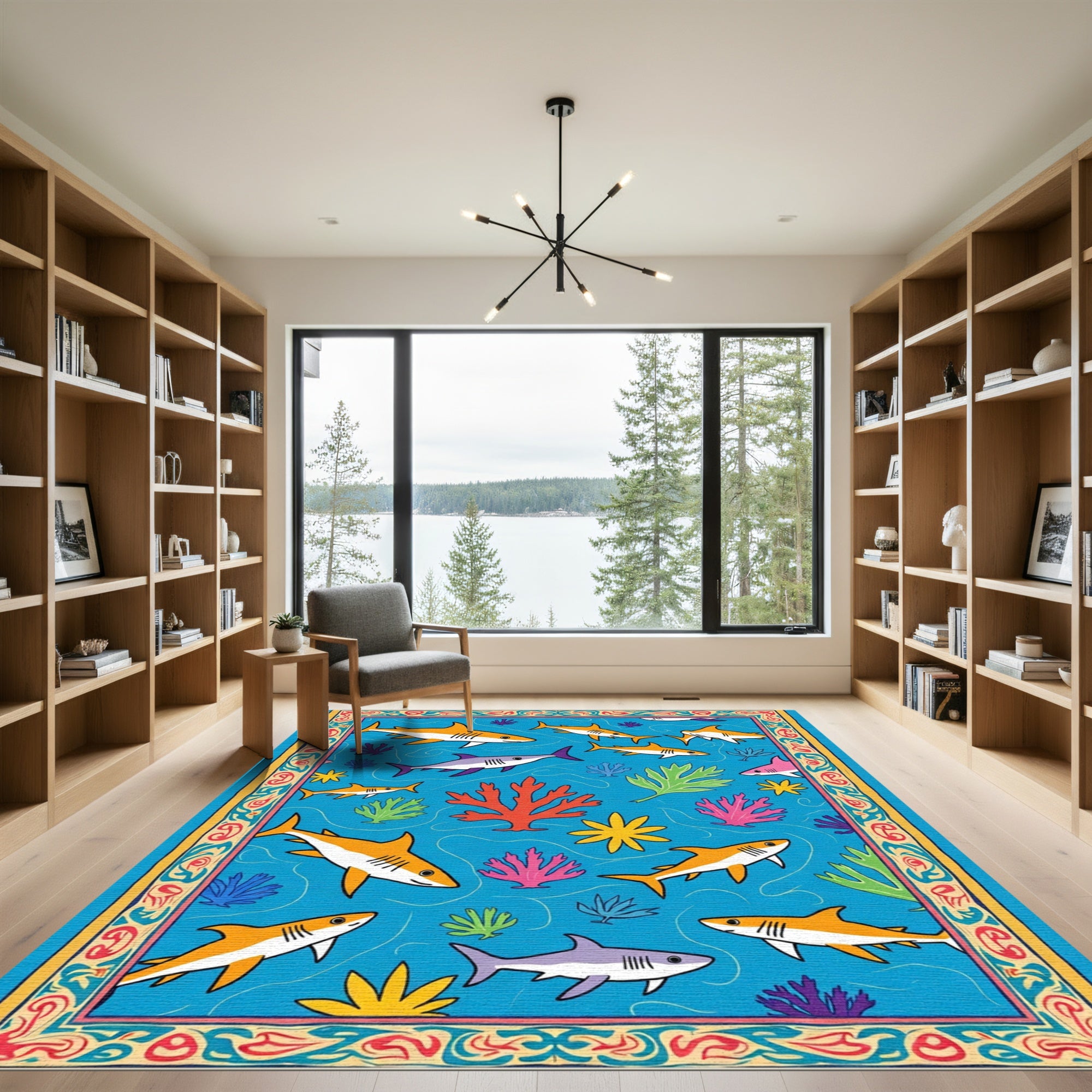 Playful Shark Sea Life Reef Rug