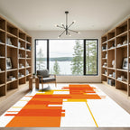 Modern Orange Geometric Rectangular Rug