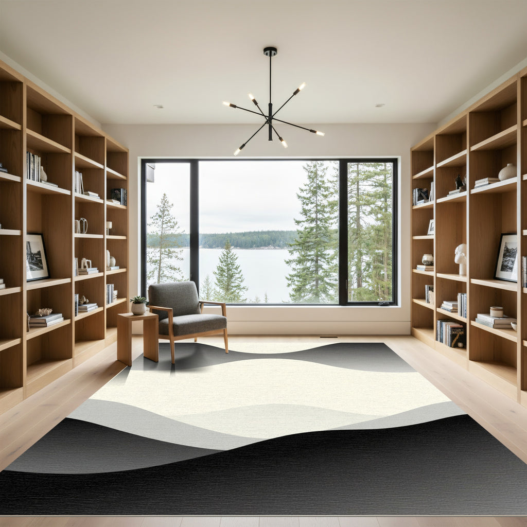 Monochromatic Gradient Wavy Landscape Rug