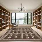 Sophisticated Cream Vertical Grid Rug