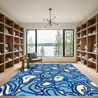 Blue organic blob composition Rug