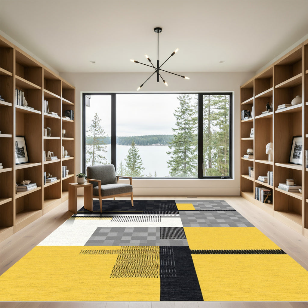 Modern Pixelated Geometric Abstract Rug