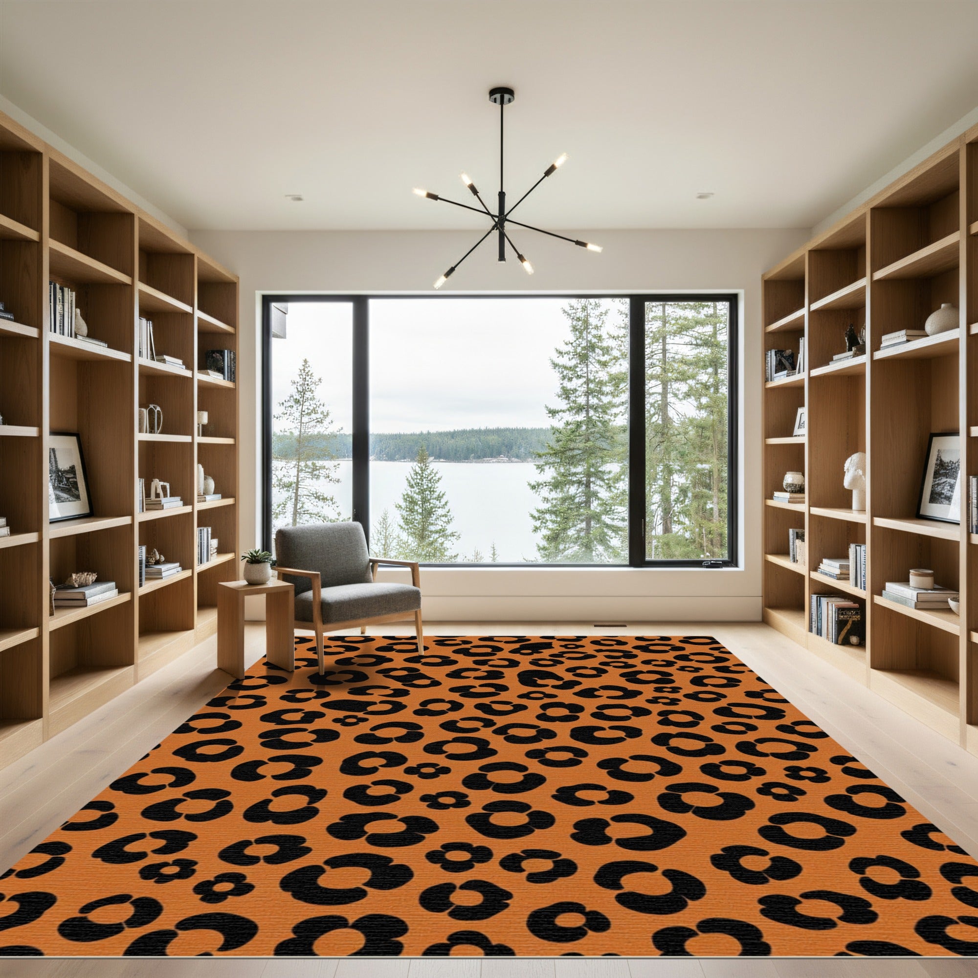 Warm Orange Leopard Spots Rug