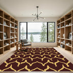 Maroon and Gold Quilted Arch Rug