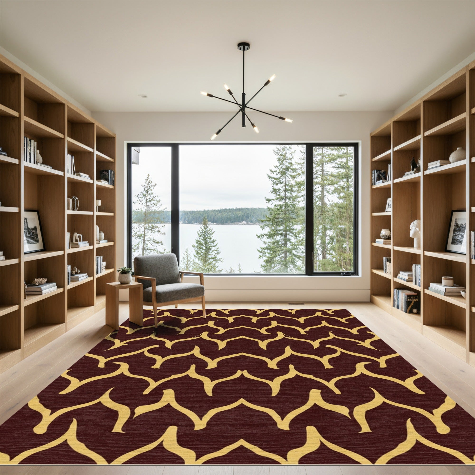 Maroon and Gold Quilted Arch Rug