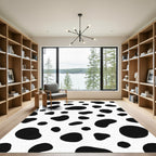 Black White Amorphous Spots Rug