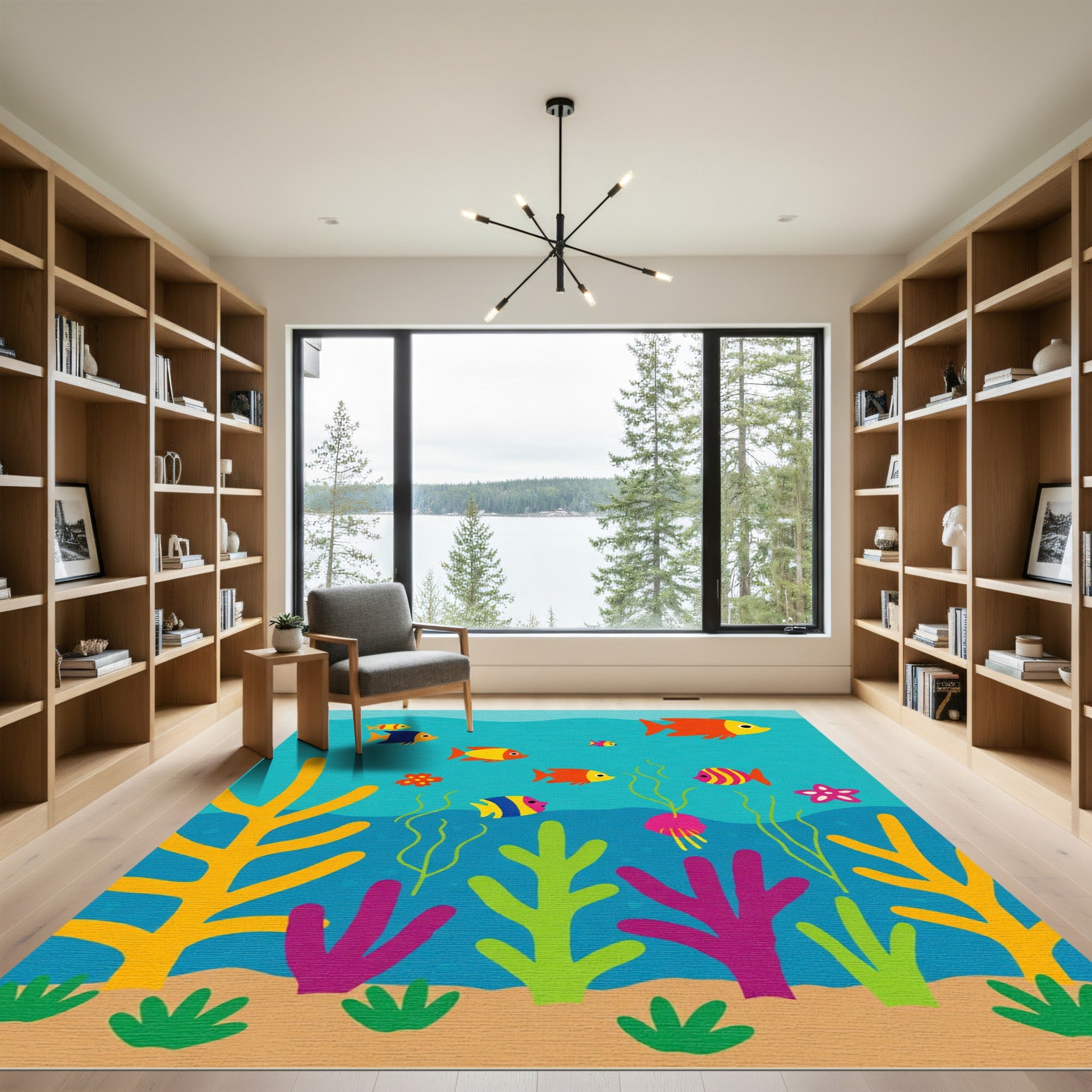Oceanic Coral Fish Scene Rug