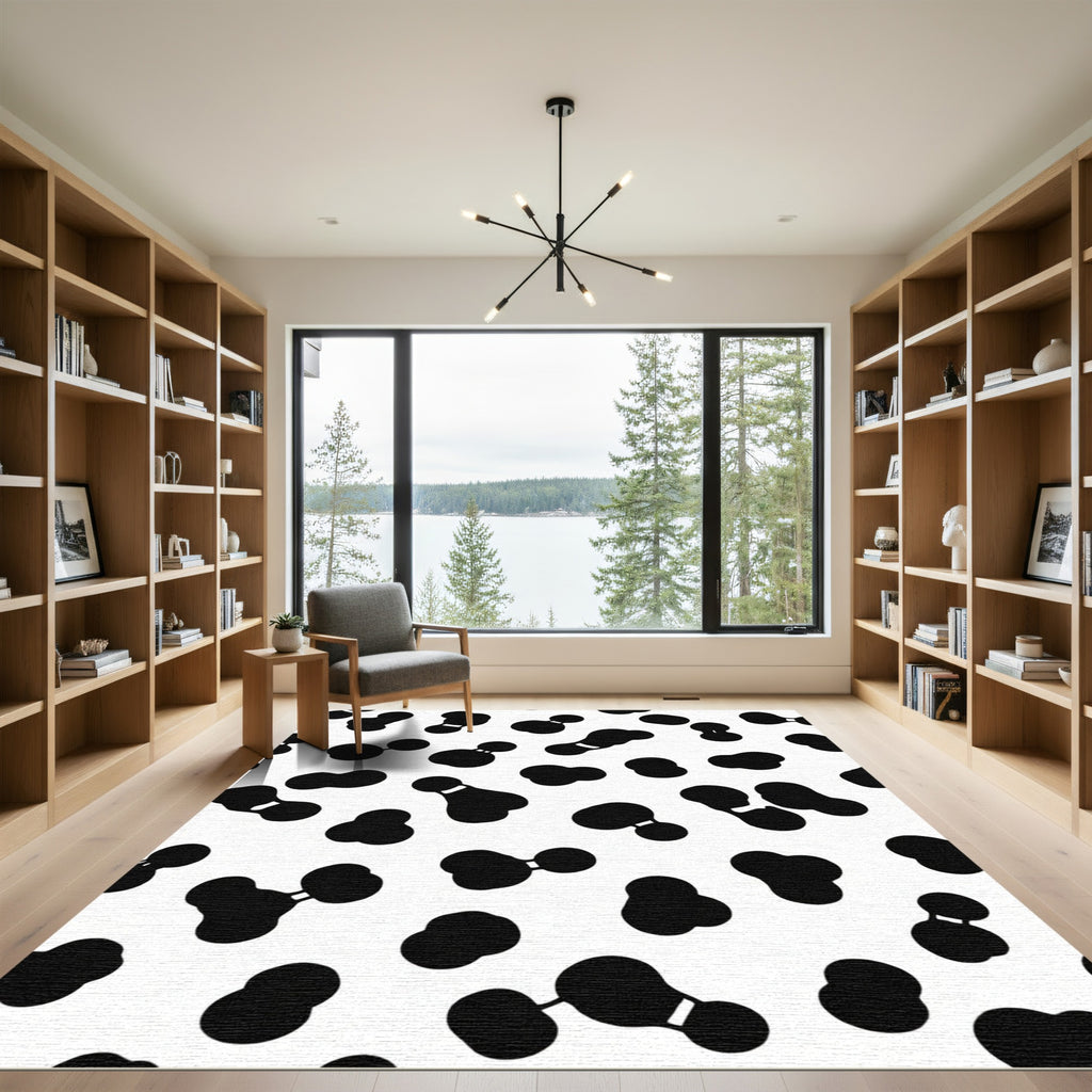 Black White Organic Droplet Collage Rug