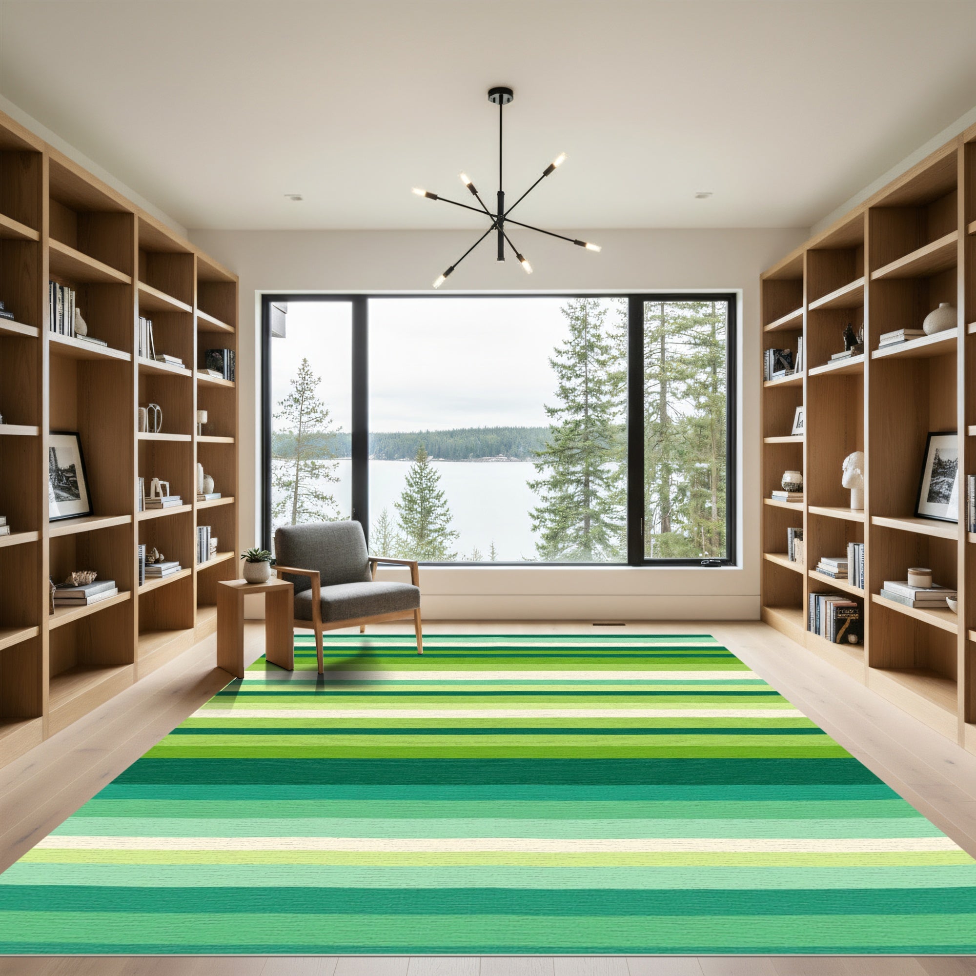 Emerald Green Horizontal Stripe Rug