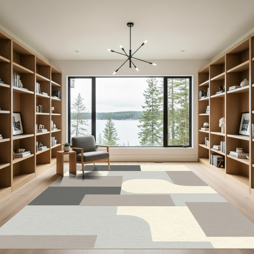 Neutral Geometric Abstraction Rectangles Curves Rug