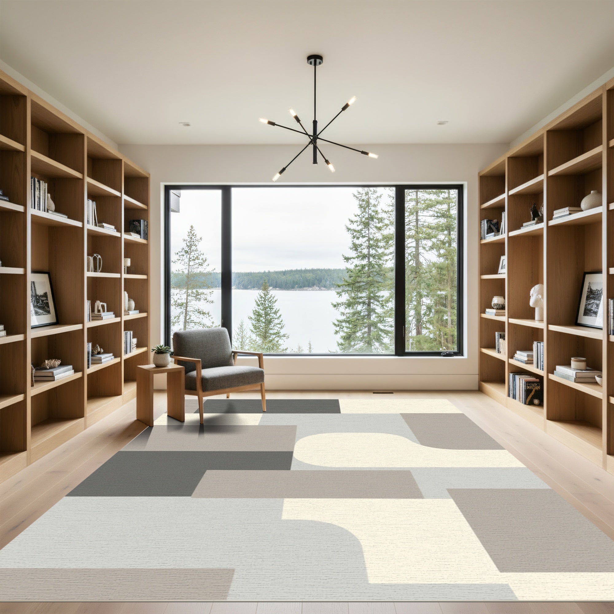 Neutral Geometric Abstraction Rectangles Curves Rug
