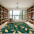 Emerald Green Golden Branch Foliage Rug
