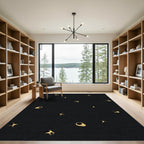 Black Gold Abstract Amoeba Rug
