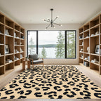 Classic Beige Black Leopard Spots Rug