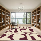 Crimson Ivory Creamy Abstract Flow Rug
