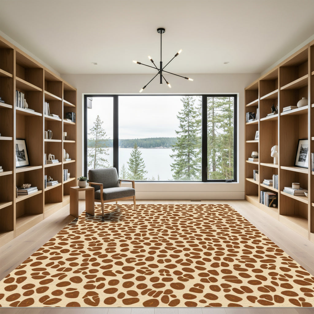 Brown Leopard Spot Textured Rug