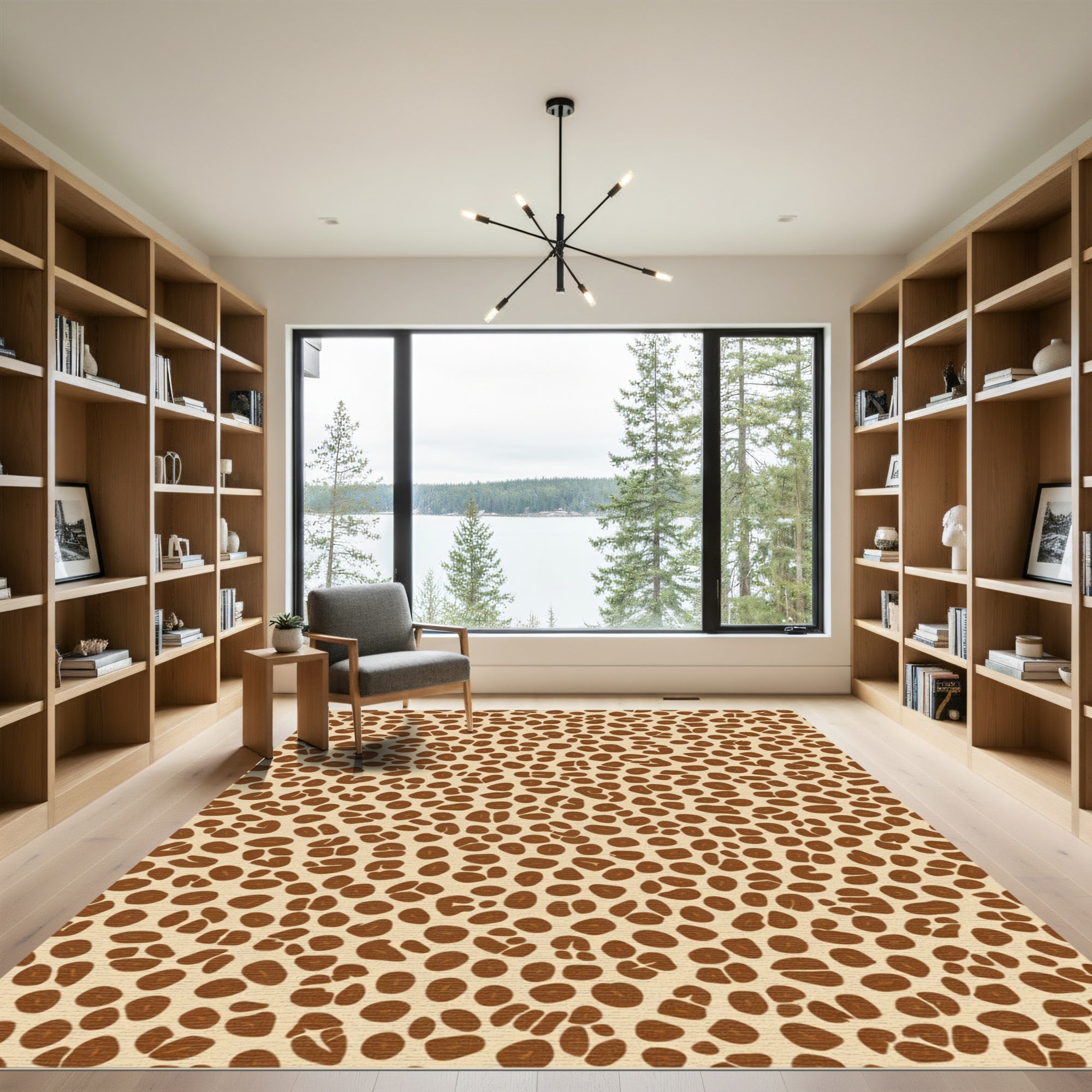 Brown Leopard Spot Textured Rug