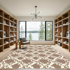 Cream And Taupe Abstract Starfish Rug