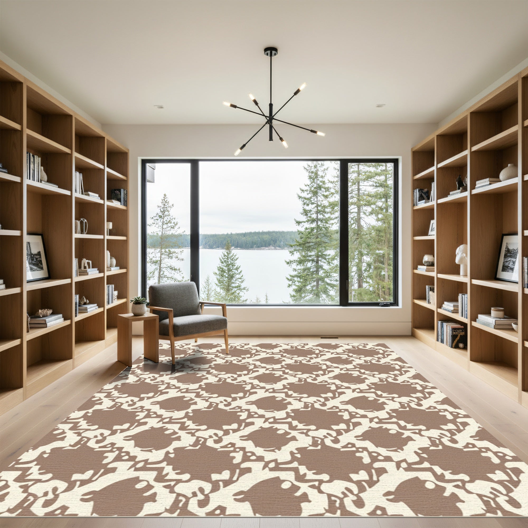 Cream And Taupe Abstract Starfish Rug
