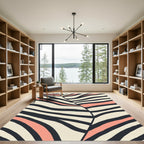 Bold Curved Stripe Black Coral Rug
