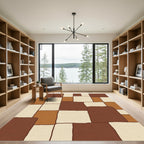 Earthy Terracotta Blocks Rectilinear Rug