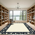 Navy Ivory Spotted Border Rug