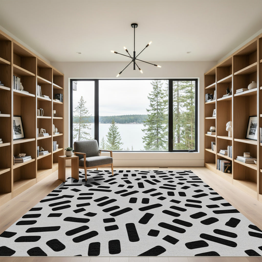 Abstract Black Dash Background Rug