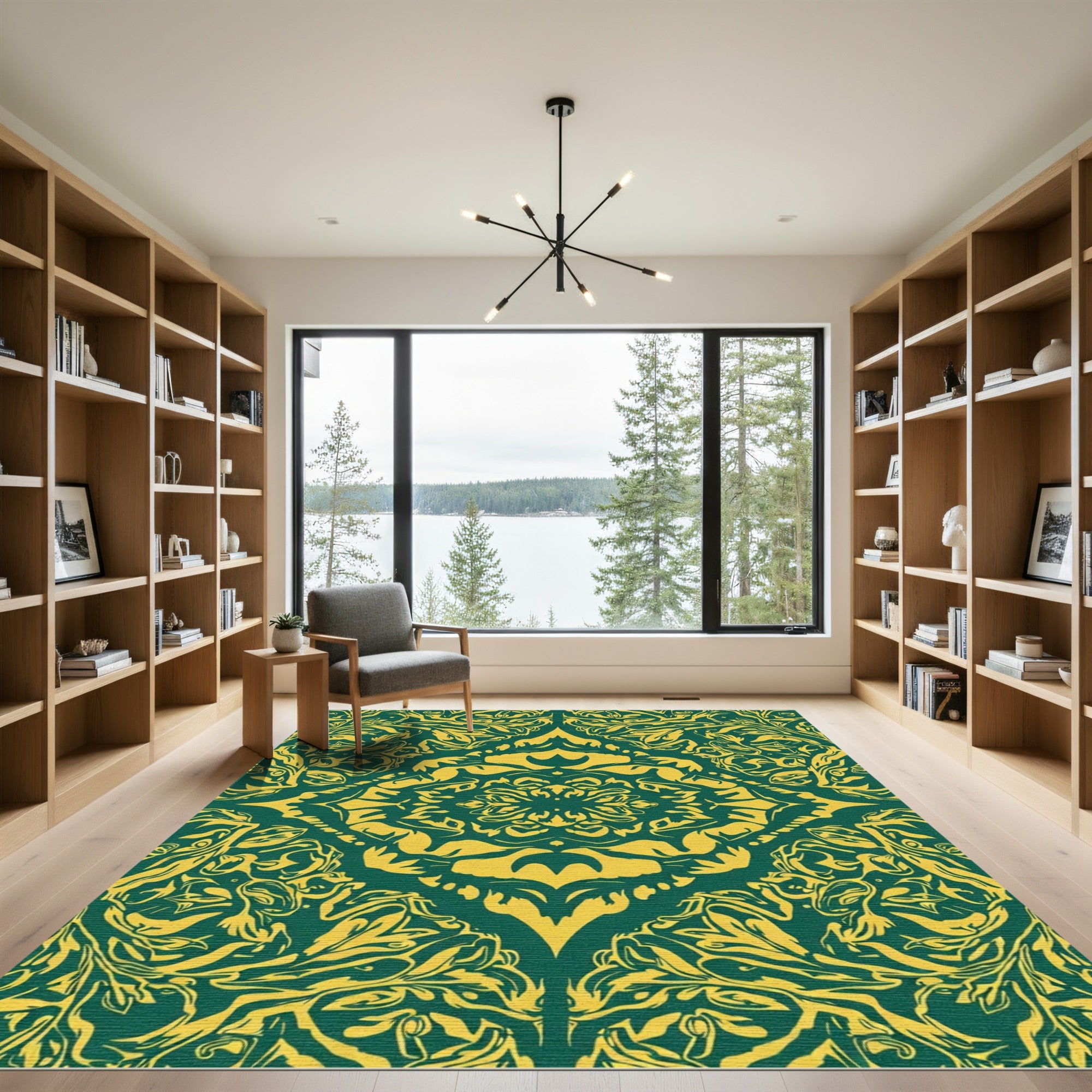 Emerald Gold Vintage Floral Medallion Rug