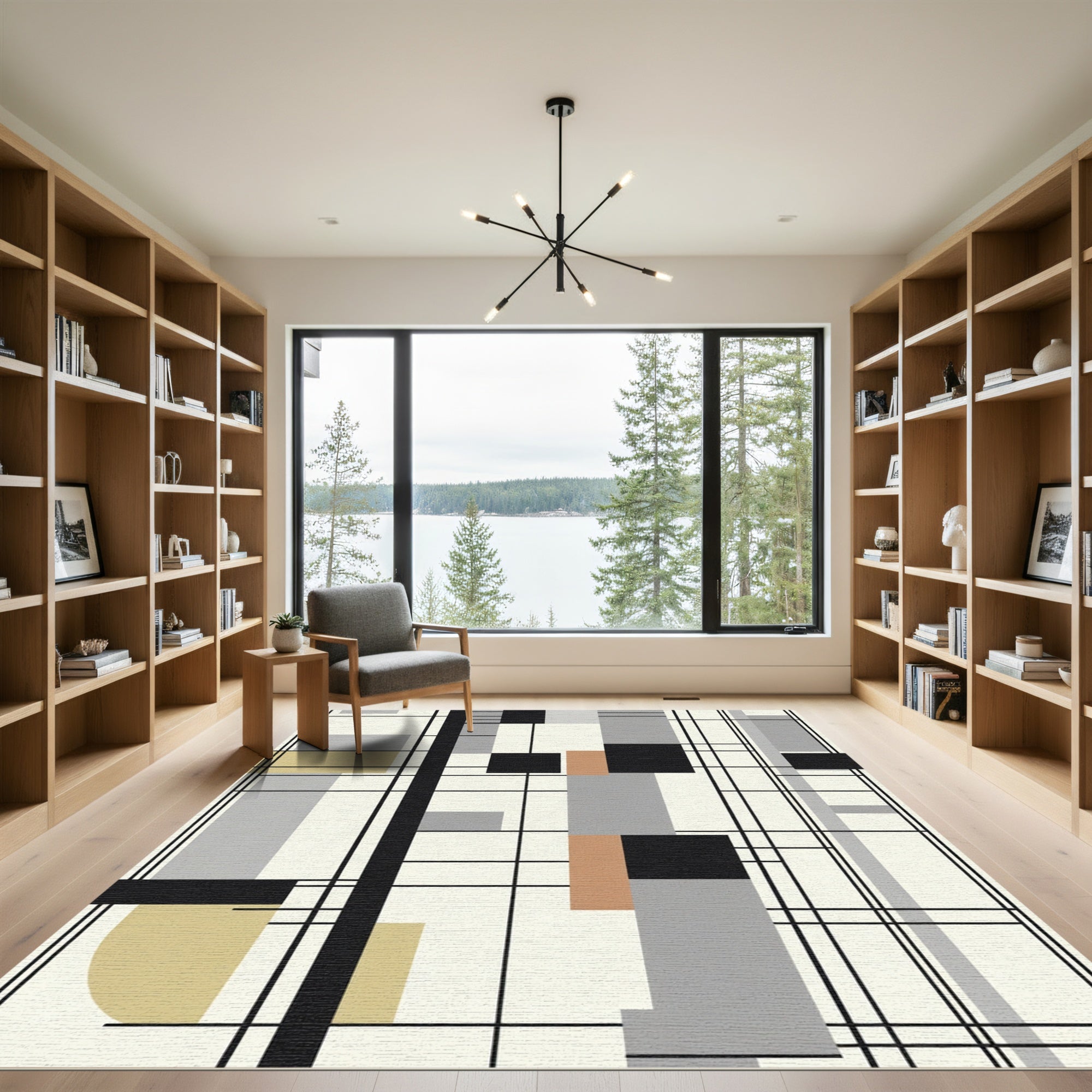 Abstract Geometric Grid blocks Rug