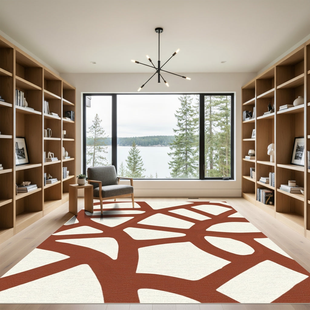 Terracotta Network Abstract Organic Rug