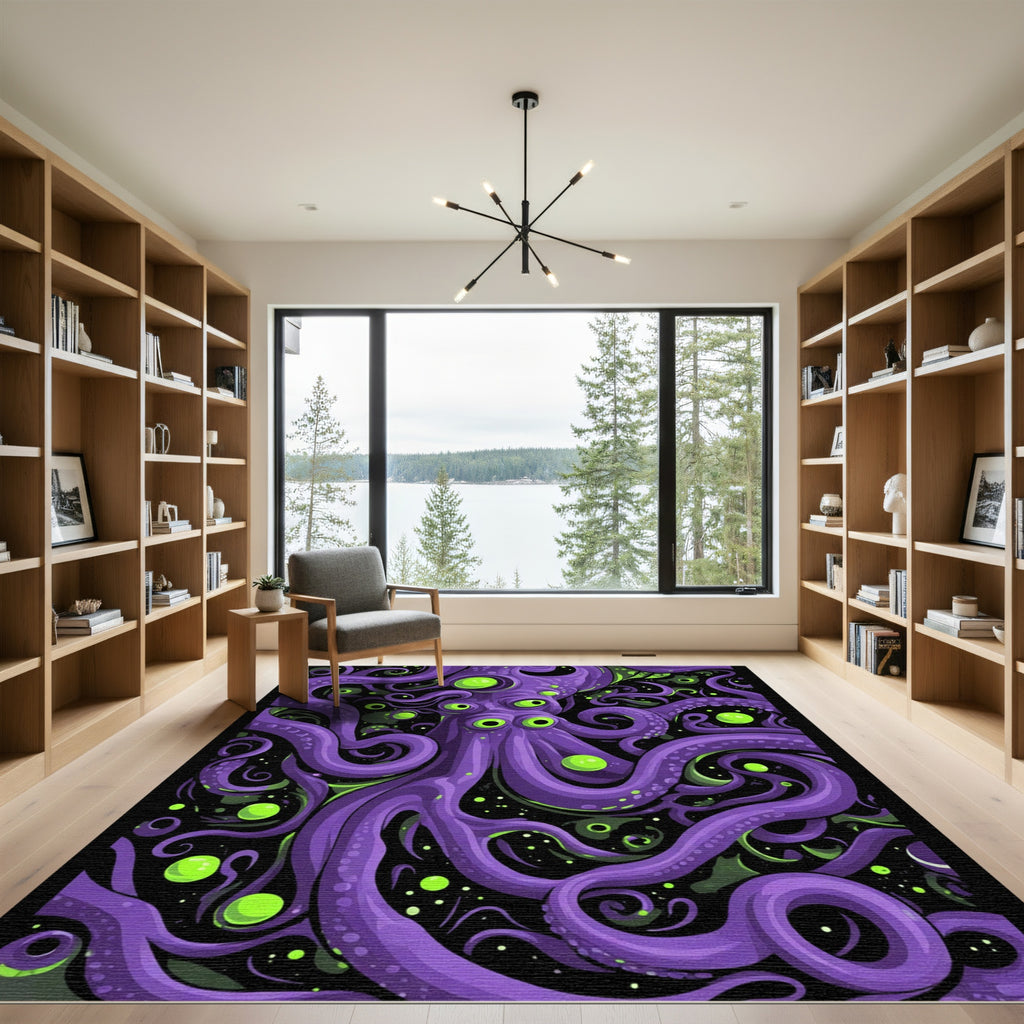 Purple Octopus Tentacle Abstract Swirl Rug