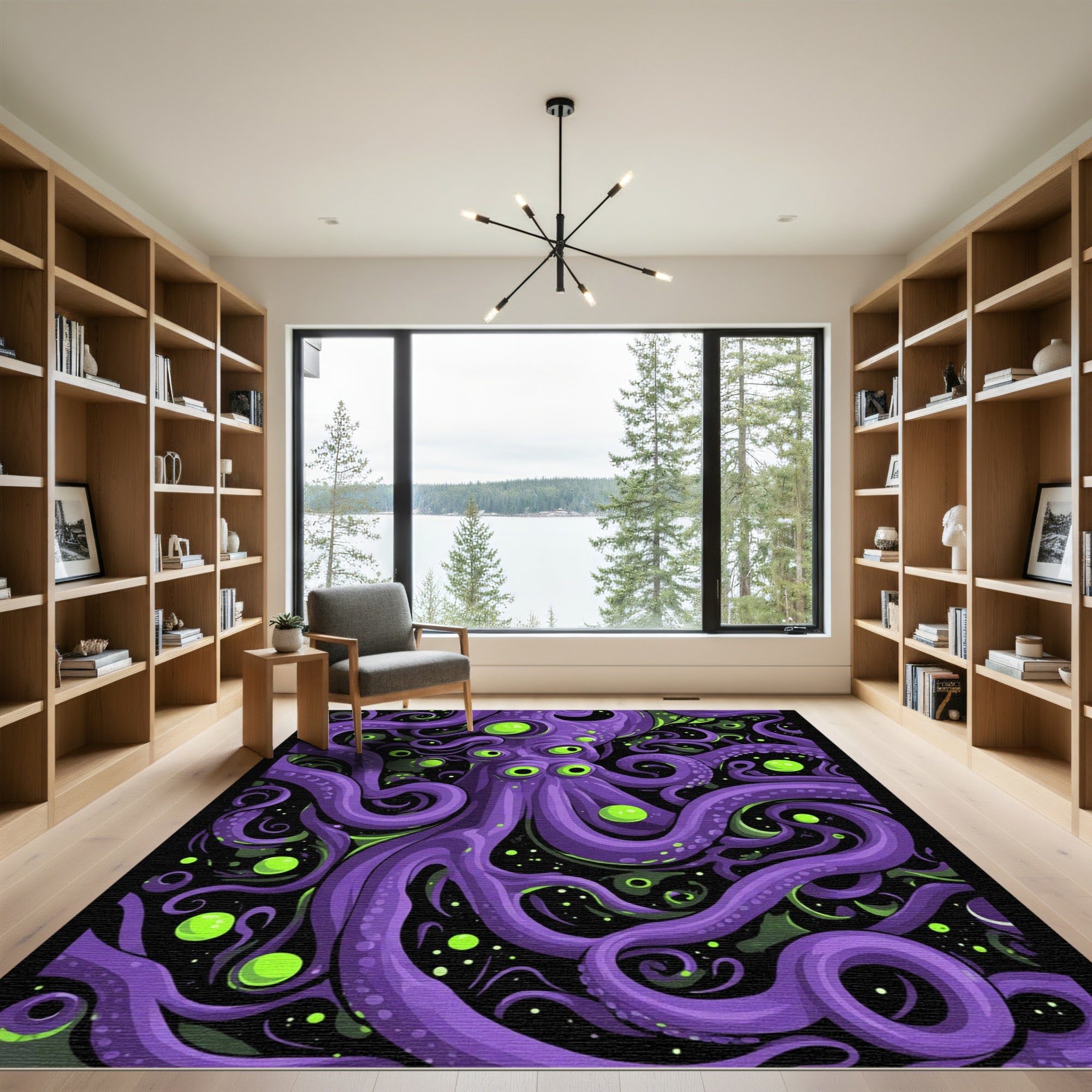 Purple Octopus Tentacle Abstract Swirl Rug