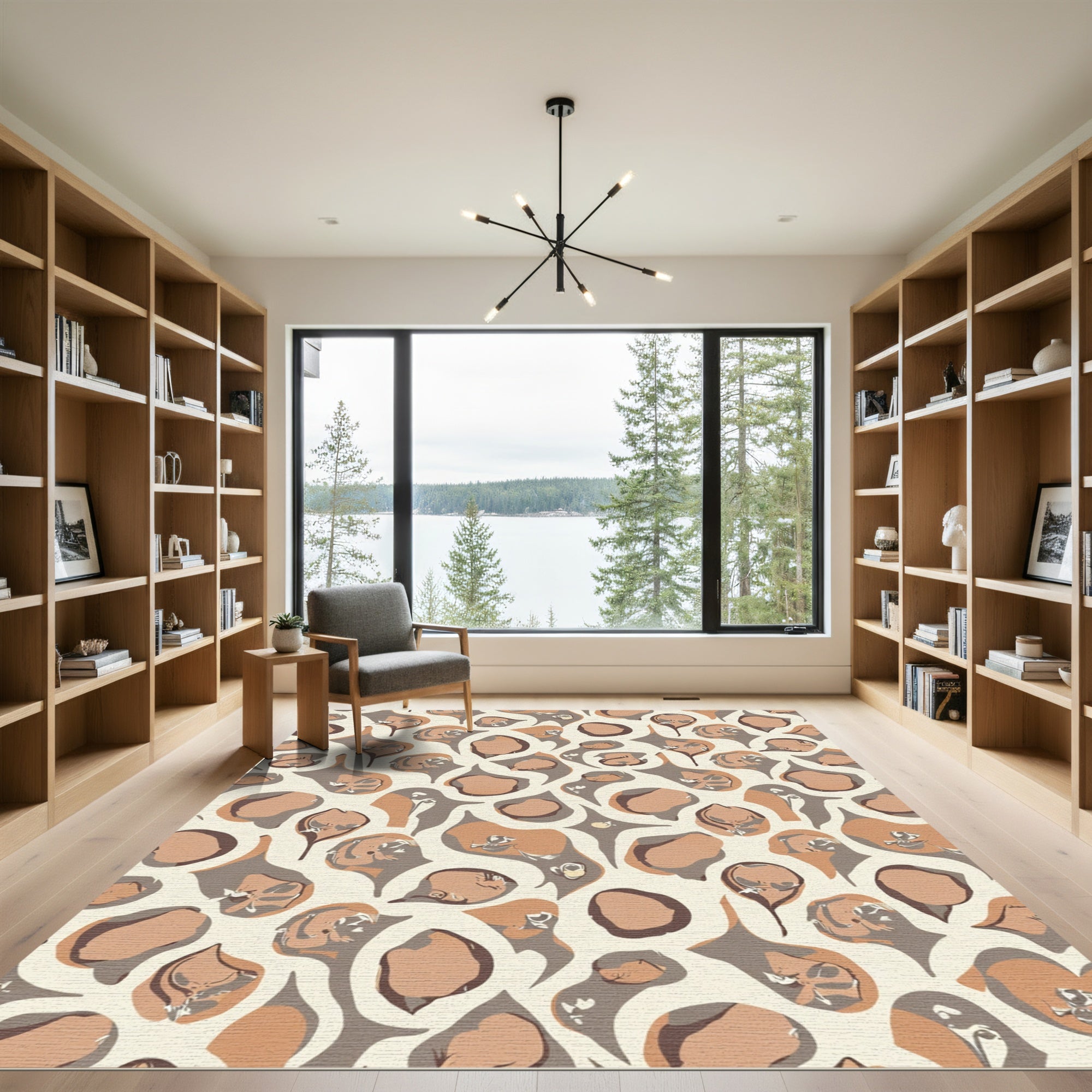 Earthy Tone Abstract Organic Shapes Rug
