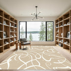 Neutral Swirl Abstract Line Art Rug