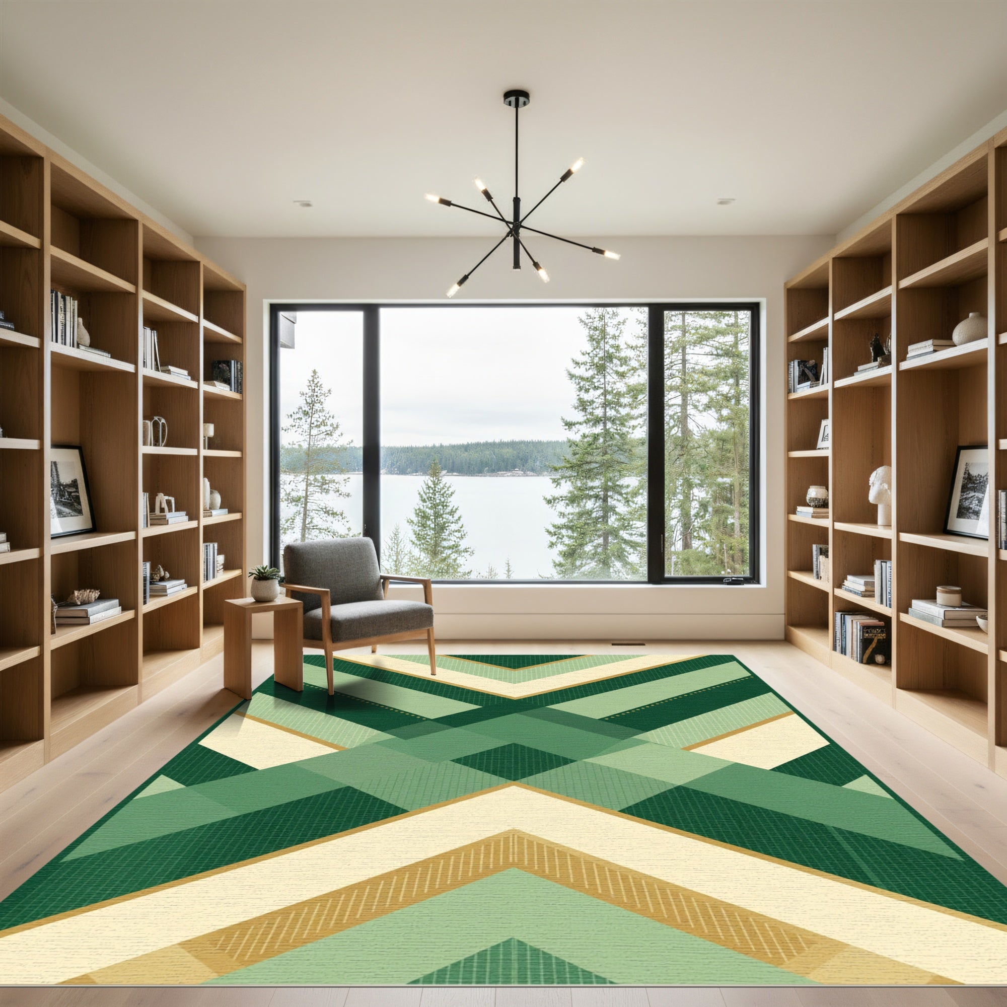 Emerald Chevron Stripe Geometric Rug