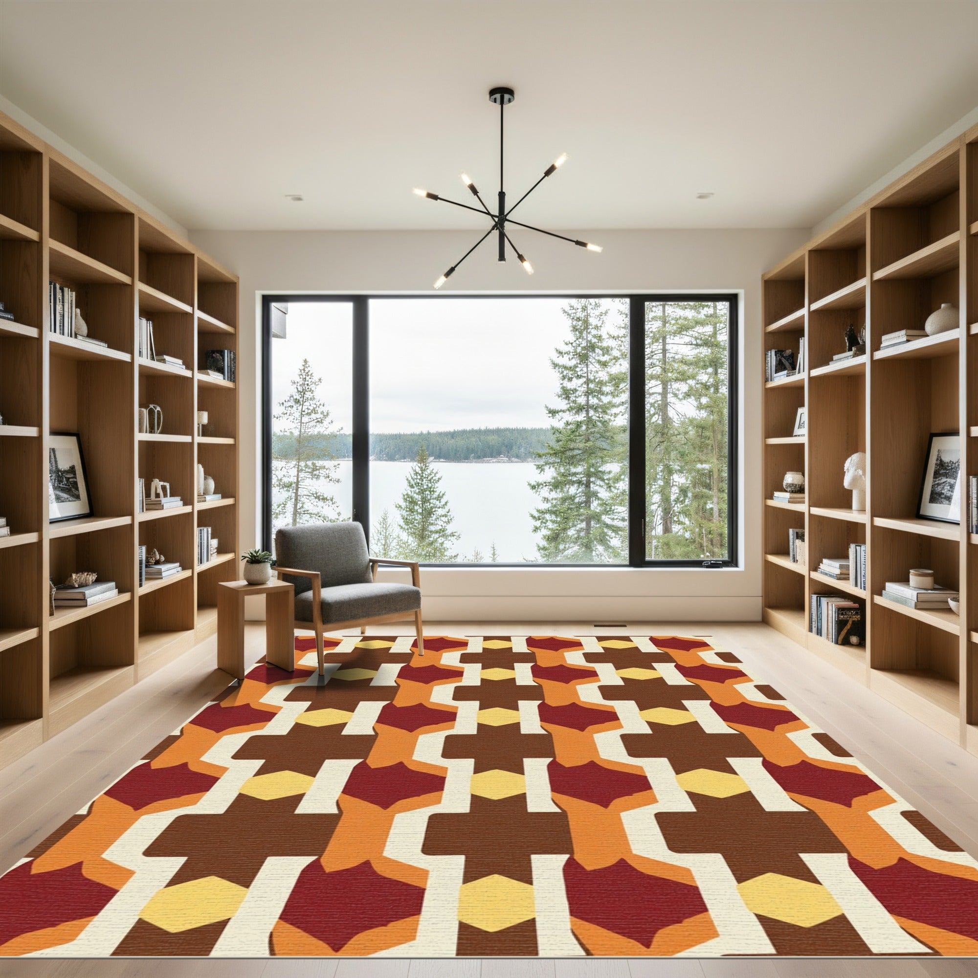 Terracotta Amber Geometric Chain Rug